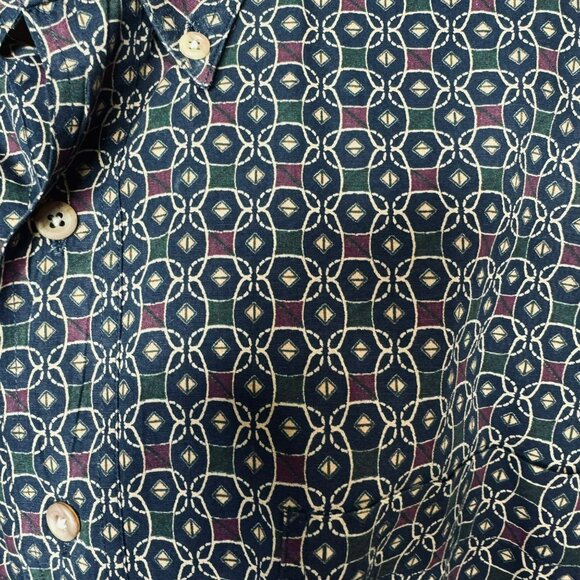 Enro Mens XX Large 100% Cotton Long Sleeve Button-Down Shirt XXL Geometric Print - Picture 5 of 11